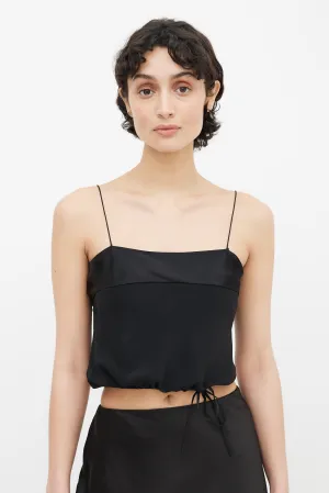 Black Shoulder Strap Cropped Top