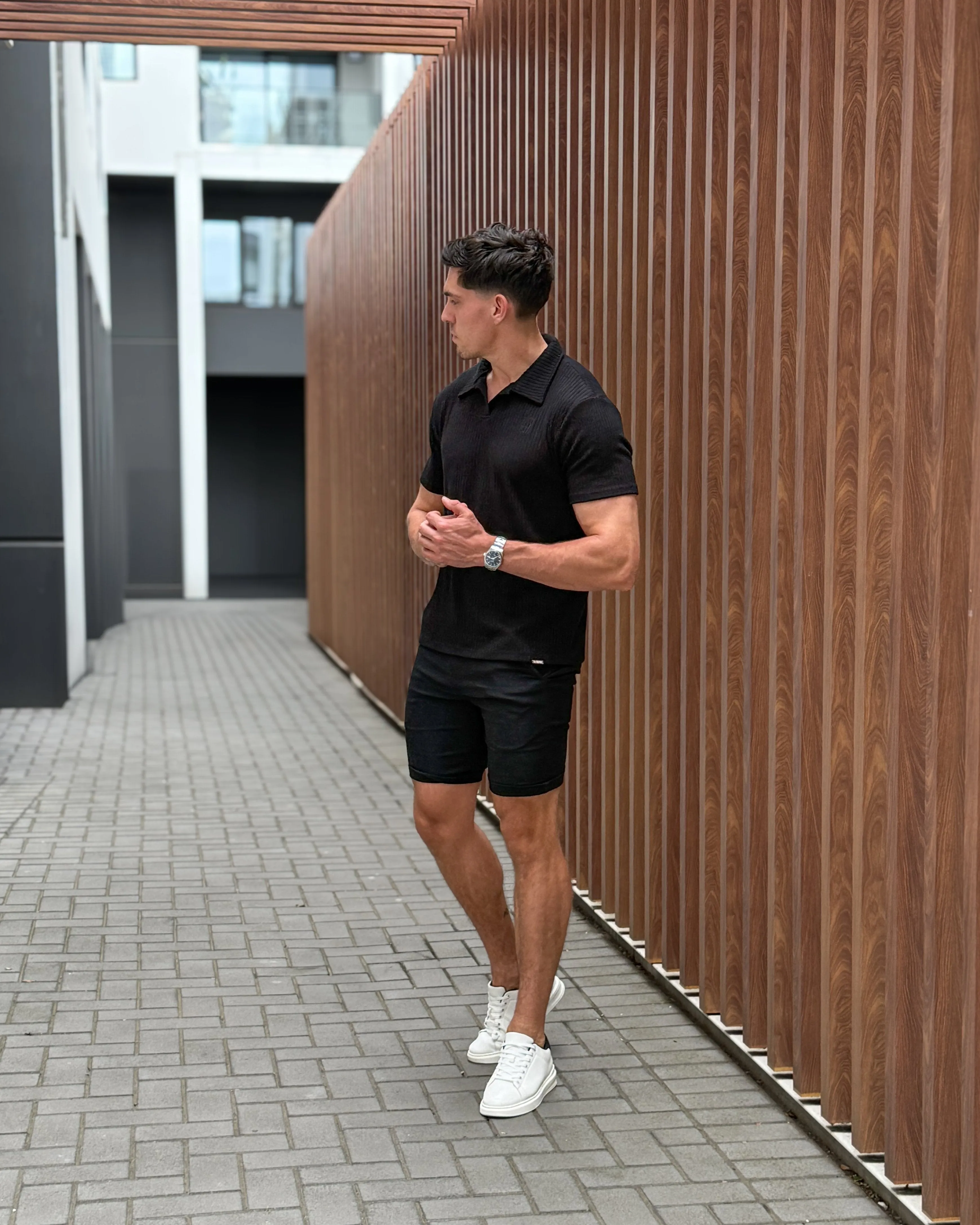 Black Stretch Chino Shorts