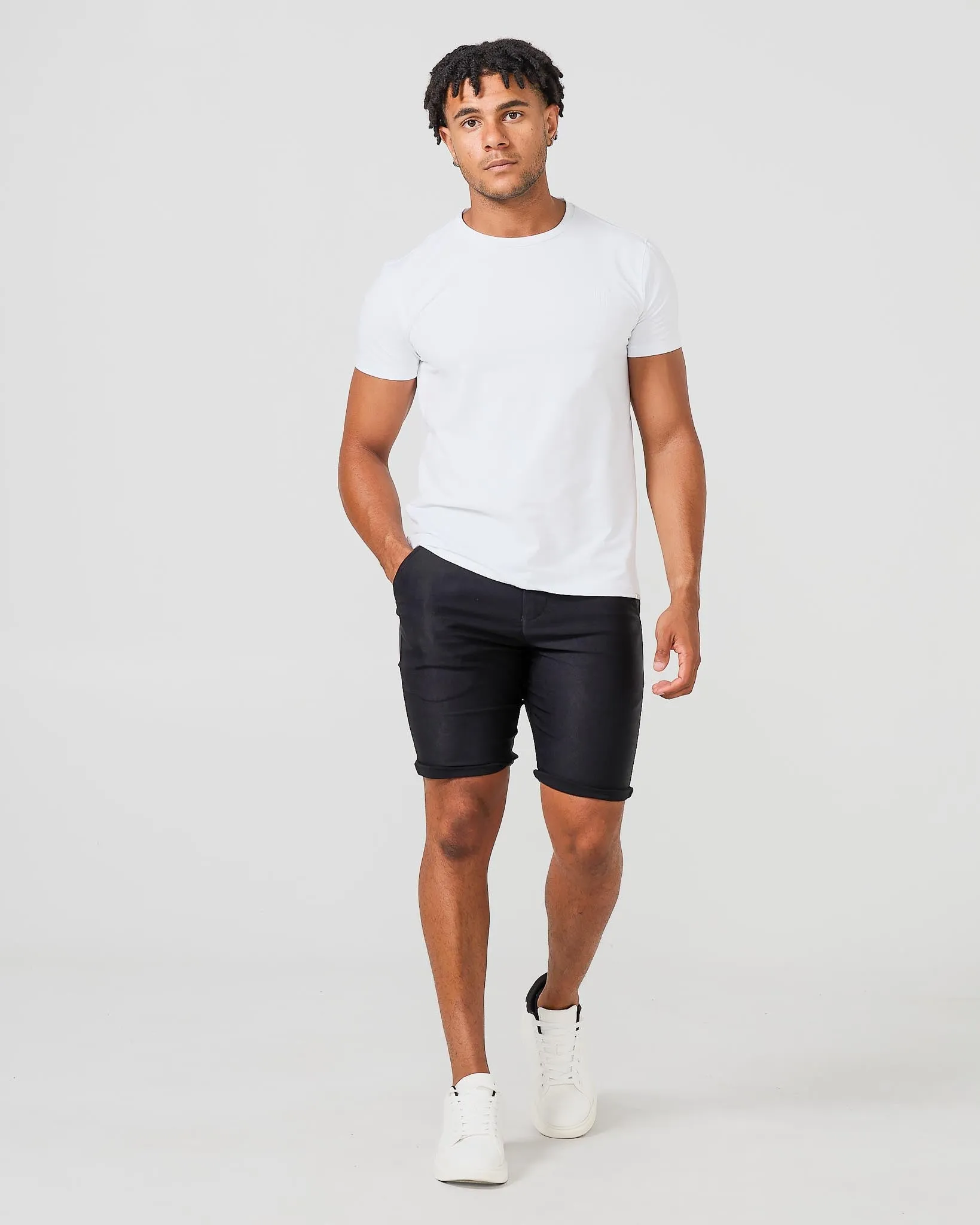 Black Stretch Chino Shorts