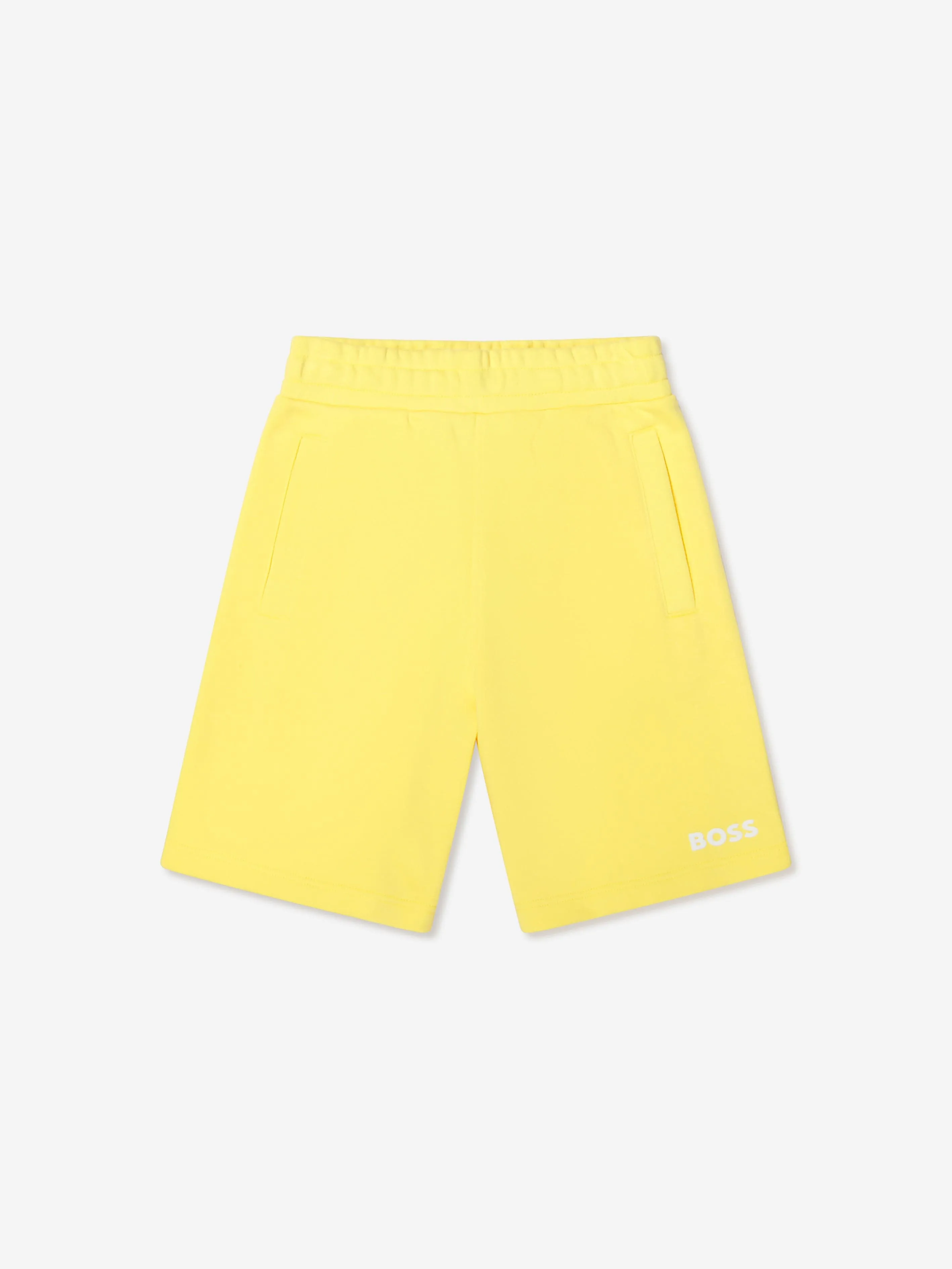 BOSS Boys Logo Sweat Shorts In Yellow