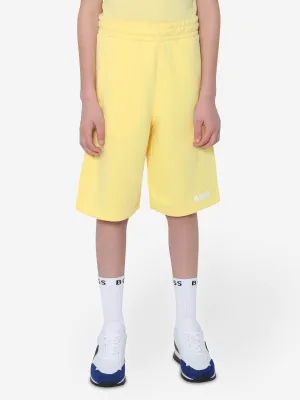 BOSS Boys Logo Sweat Shorts In Yellow