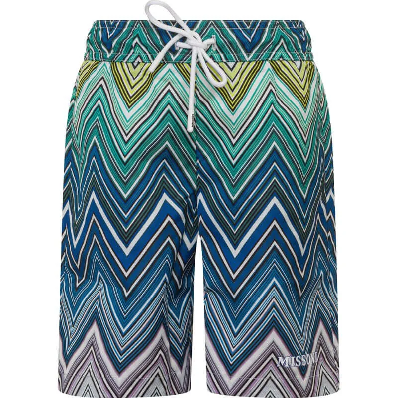 Boys Blue Zig Zag Swimming Shorts