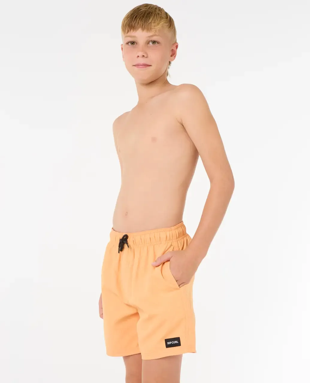 Boys Offset Volley Shorts in Mandarin Zest