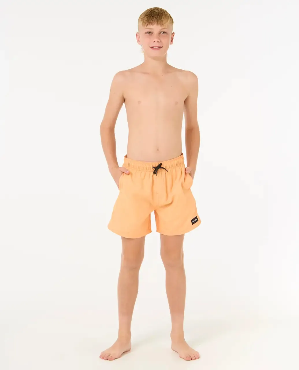 Boys Offset Volley Shorts in Mandarin Zest