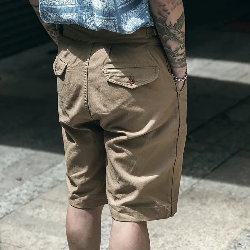 British Army Gurkha Shorts - 70s Khaki Chino Drill Military Short Pants