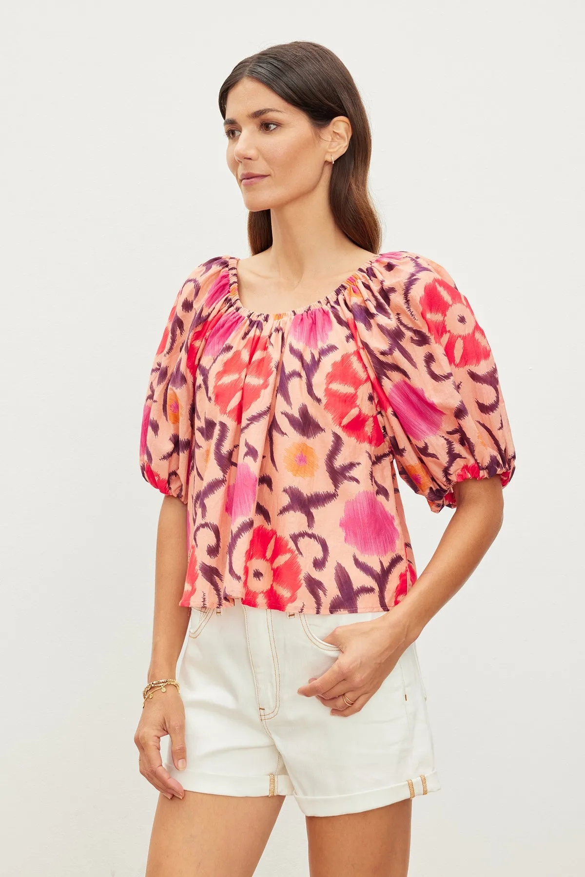 EDLIN PRINTED SILK COTTON VOILE TOP