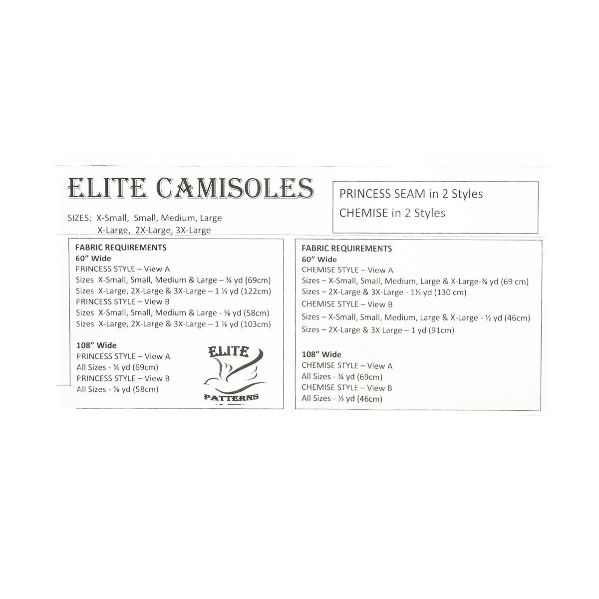 Elite Camisoles Pattern