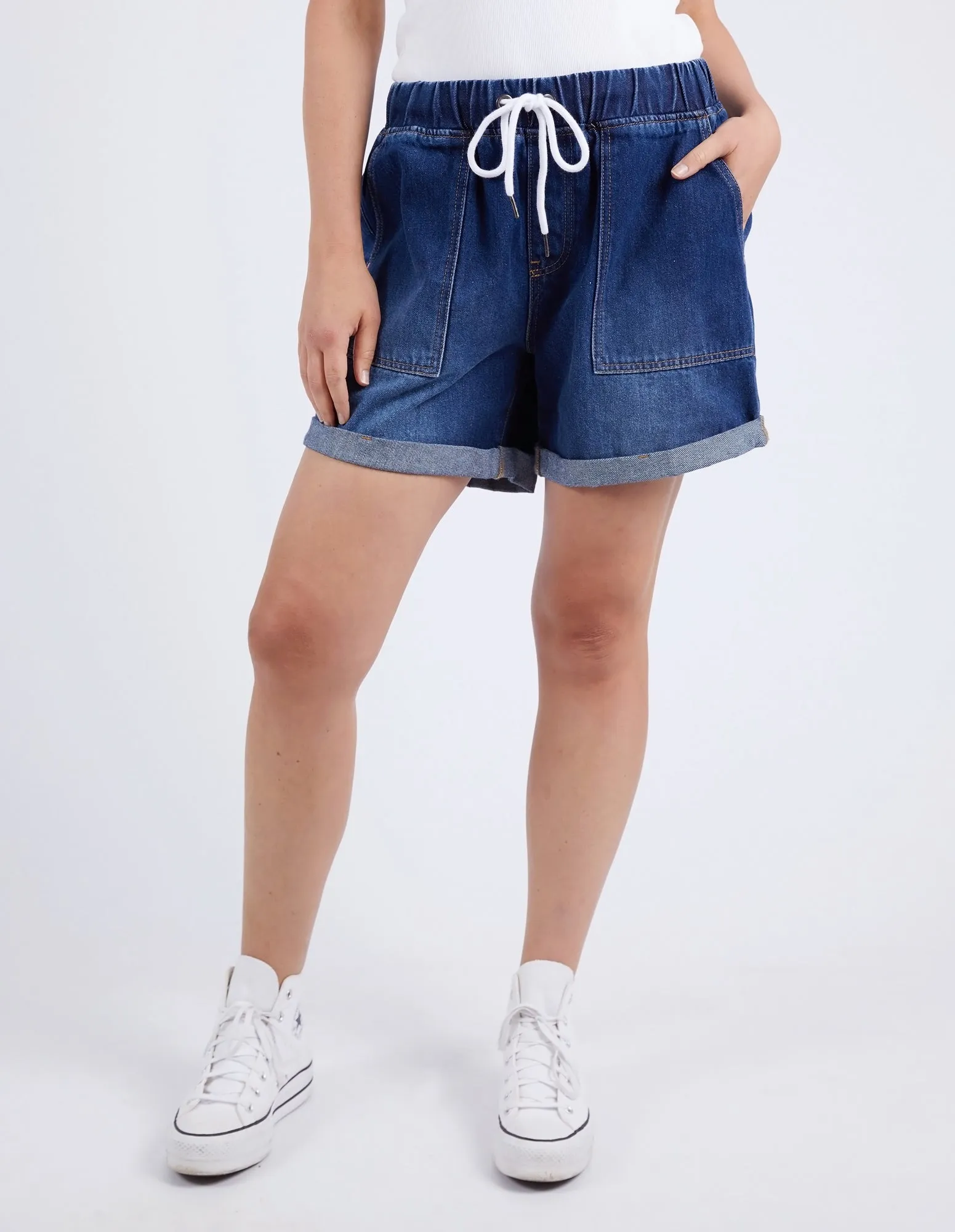 Elm Emma Relaxed Denim Short Dark Blue Wash