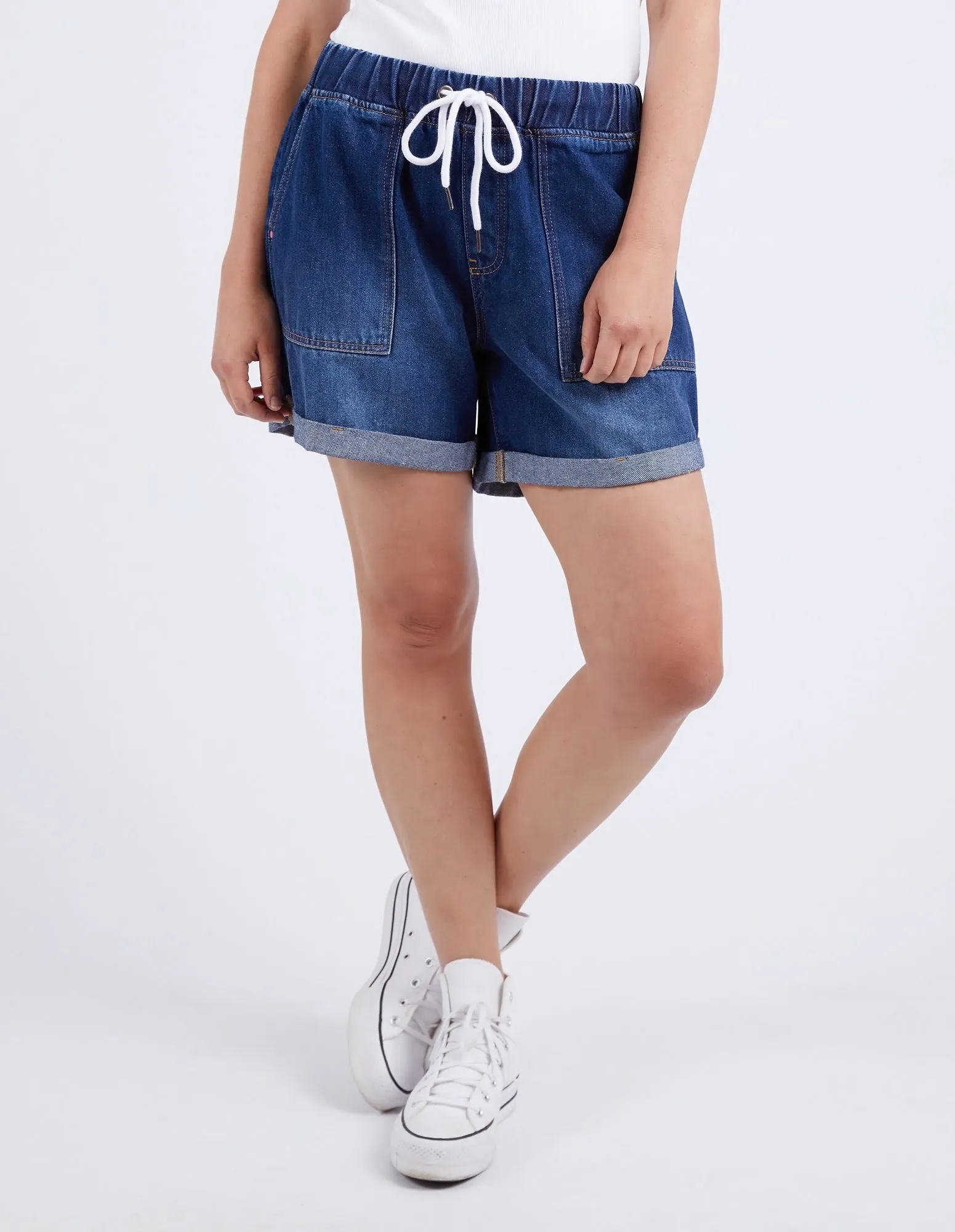 Elm Emma Relaxed Denim Short Dark Blue Wash