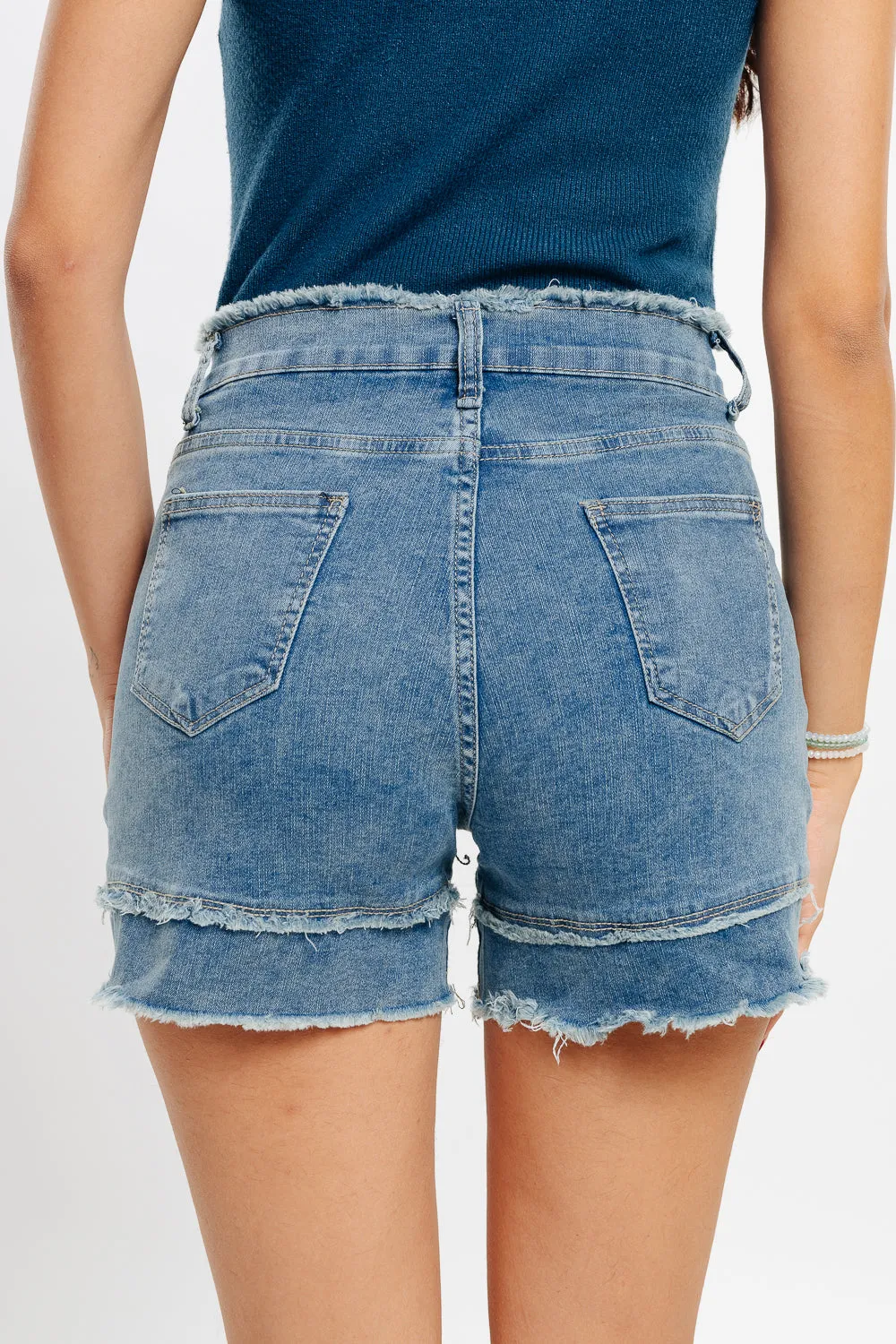 Frayed Hem Denim Shorts