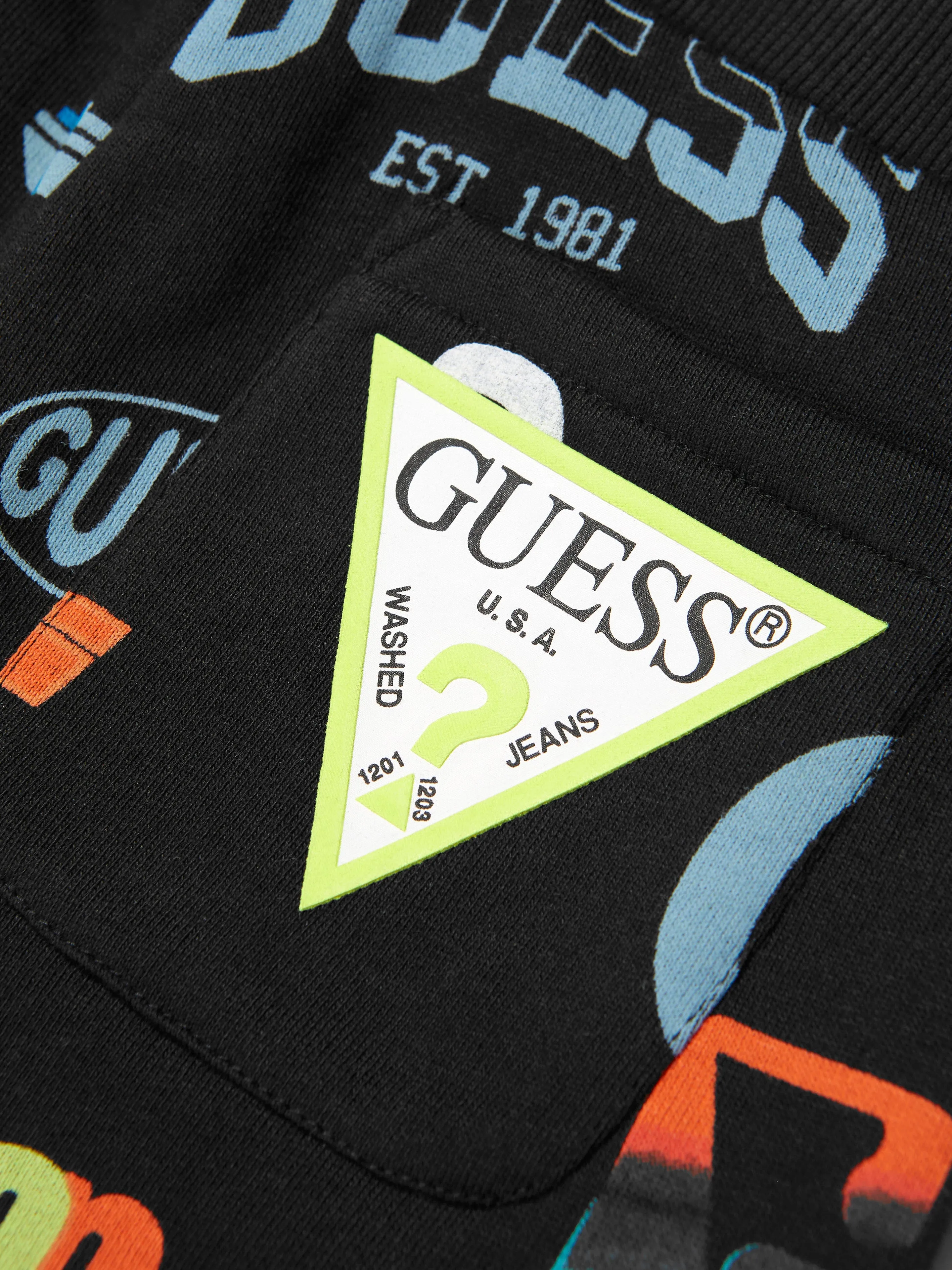 Guess Boys Logo Print Shorts in Black