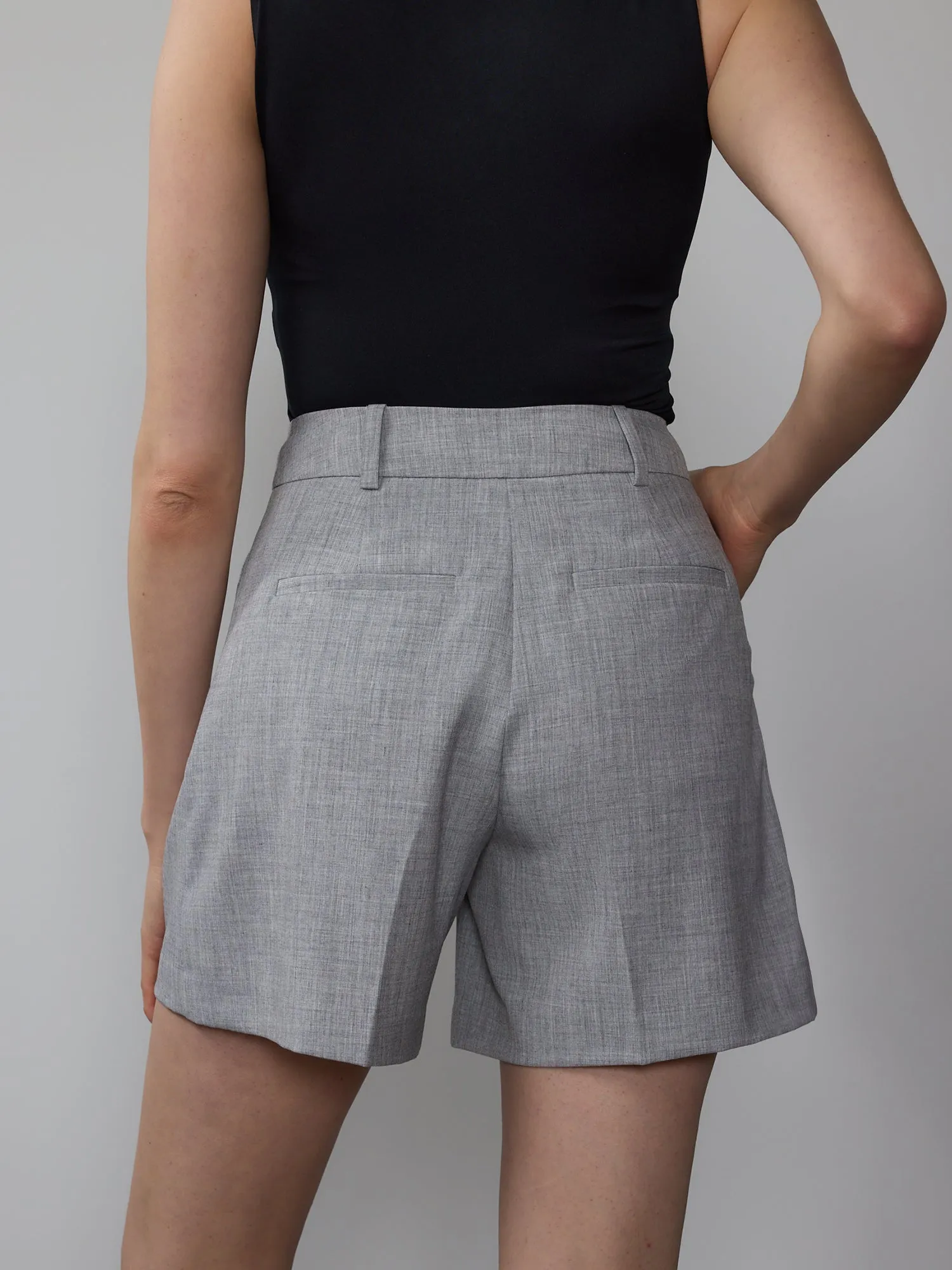 High Rise Pleated Front Shorts