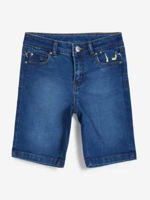 HOP Kids Blue Splatter Print Denim Shorts