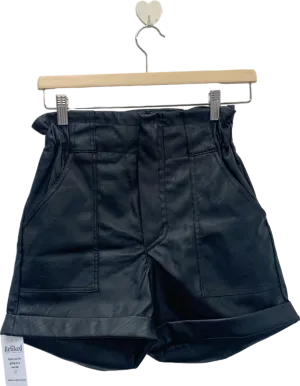 I Saw It First Black Faux Leather Paperbag Shorts XS