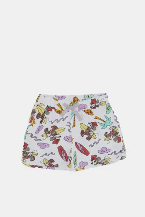 Infant Girls White Minnie Mouse Print Shorts