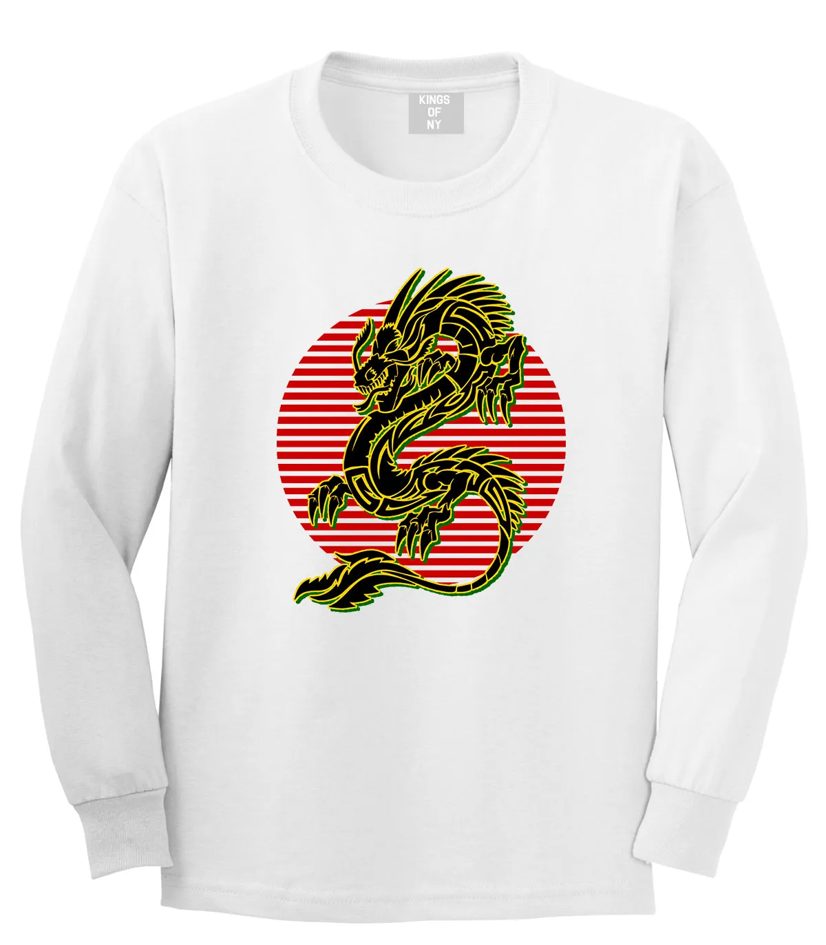 Japanese Dragon Red Sun Mens Long Sleeve T-Shirt