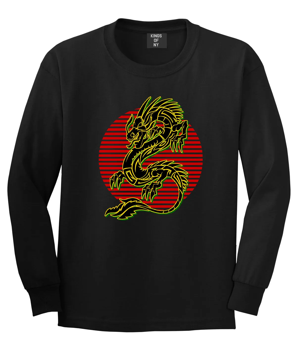 Japanese Dragon Red Sun Mens Long Sleeve T-Shirt