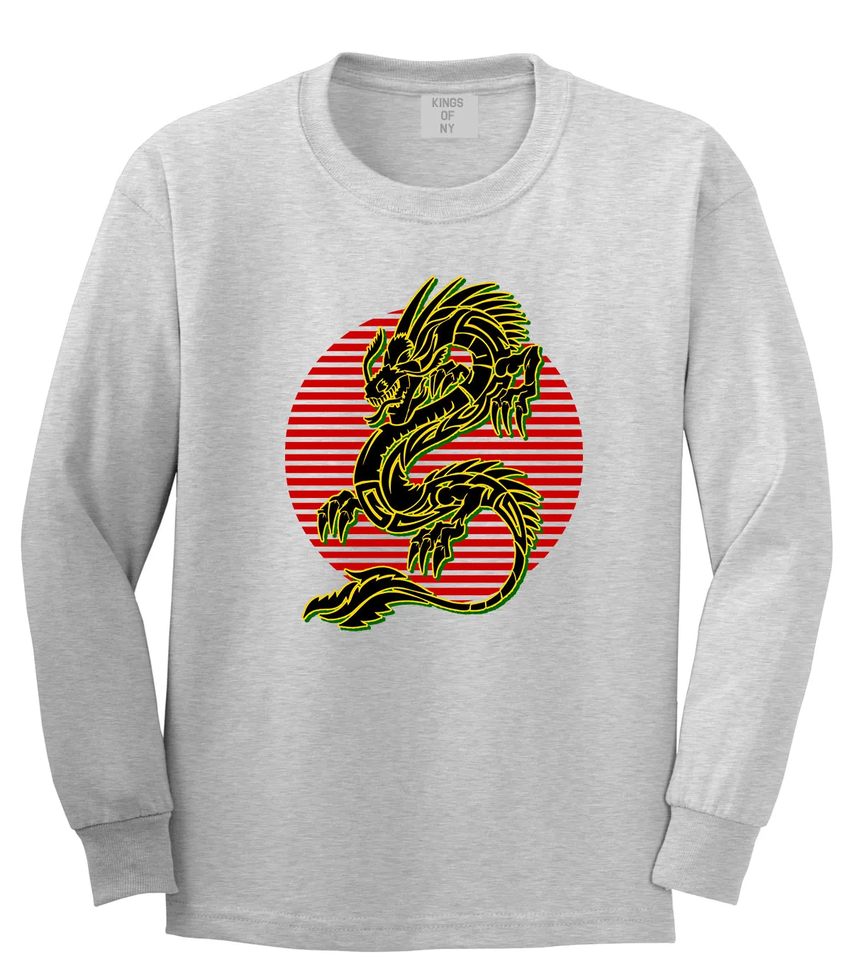 Japanese Dragon Red Sun Mens Long Sleeve T-Shirt