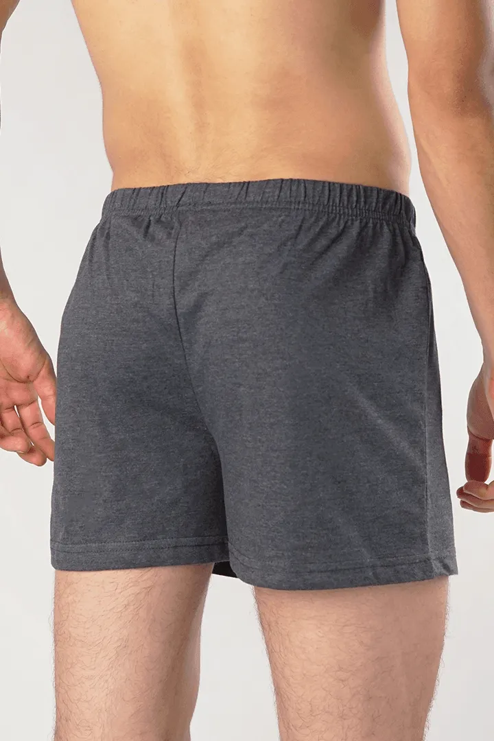 Jersey Boxer Shorts - Charcoal Grey Pack Of 3