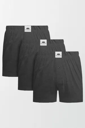 Jersey Boxer Shorts - Charcoal Grey Pack Of 3