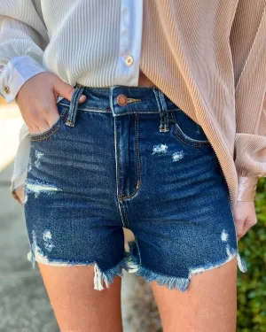 JUDY BLUE High Waist Rigid Frayed Hem Shorts