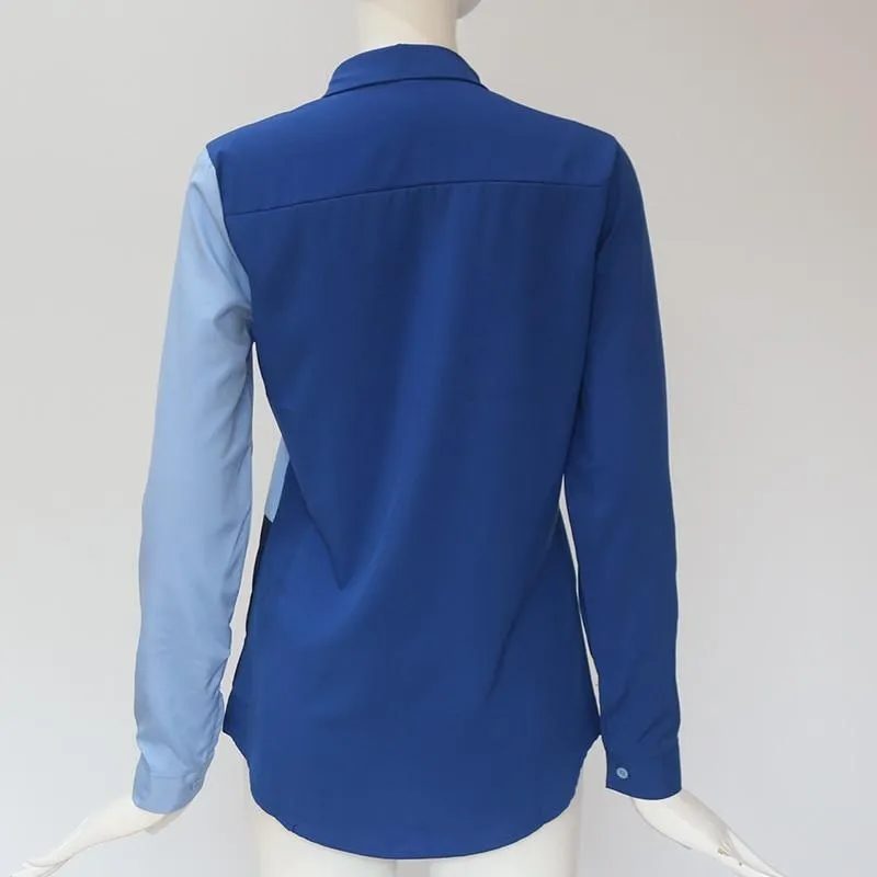 Leisure Women's Long Sleeve Shirts With Turn Down Collar For Office