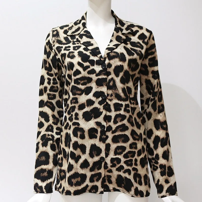 Leopard Print Chiffon Blouse