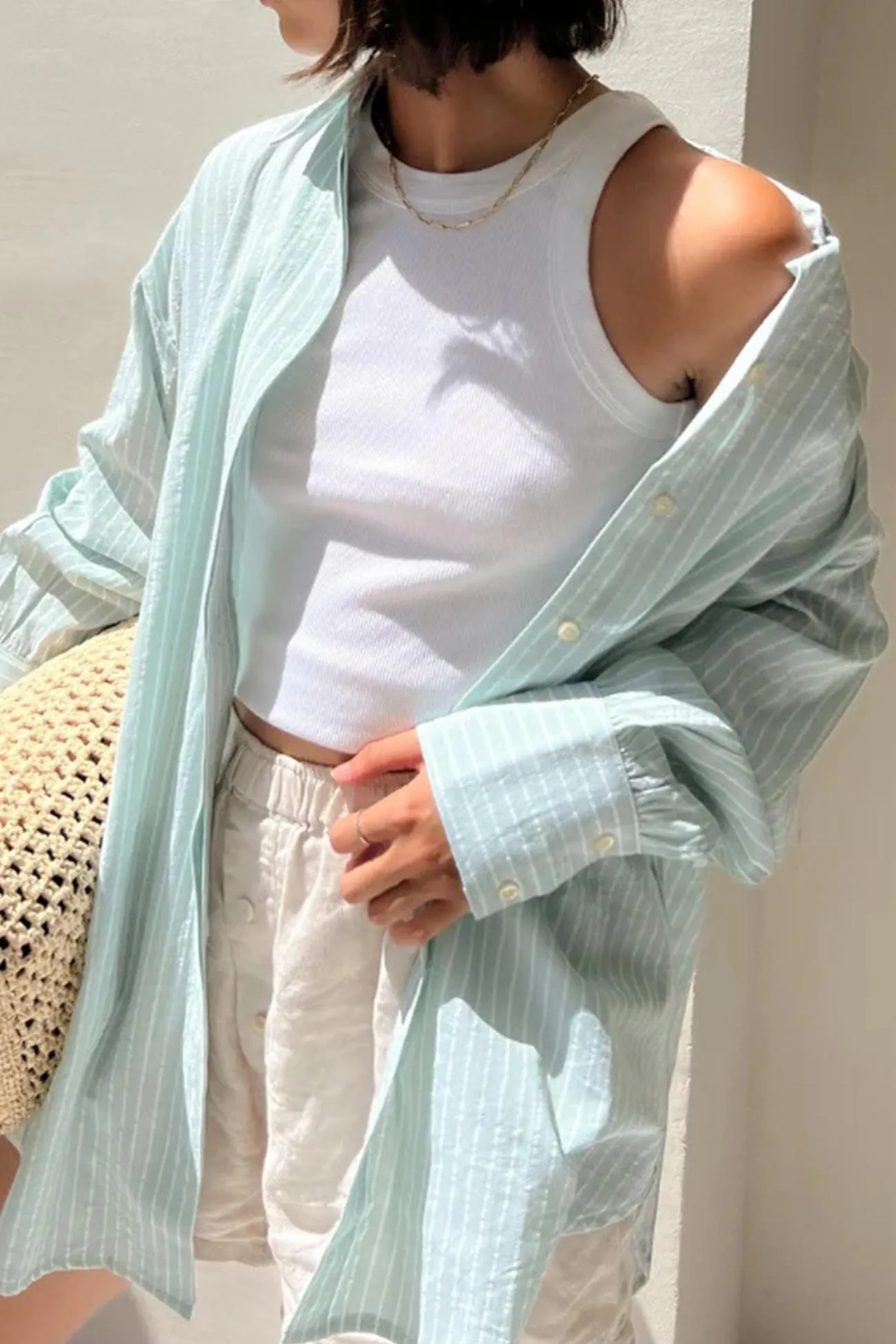 Macaron Striped Casual Blouse