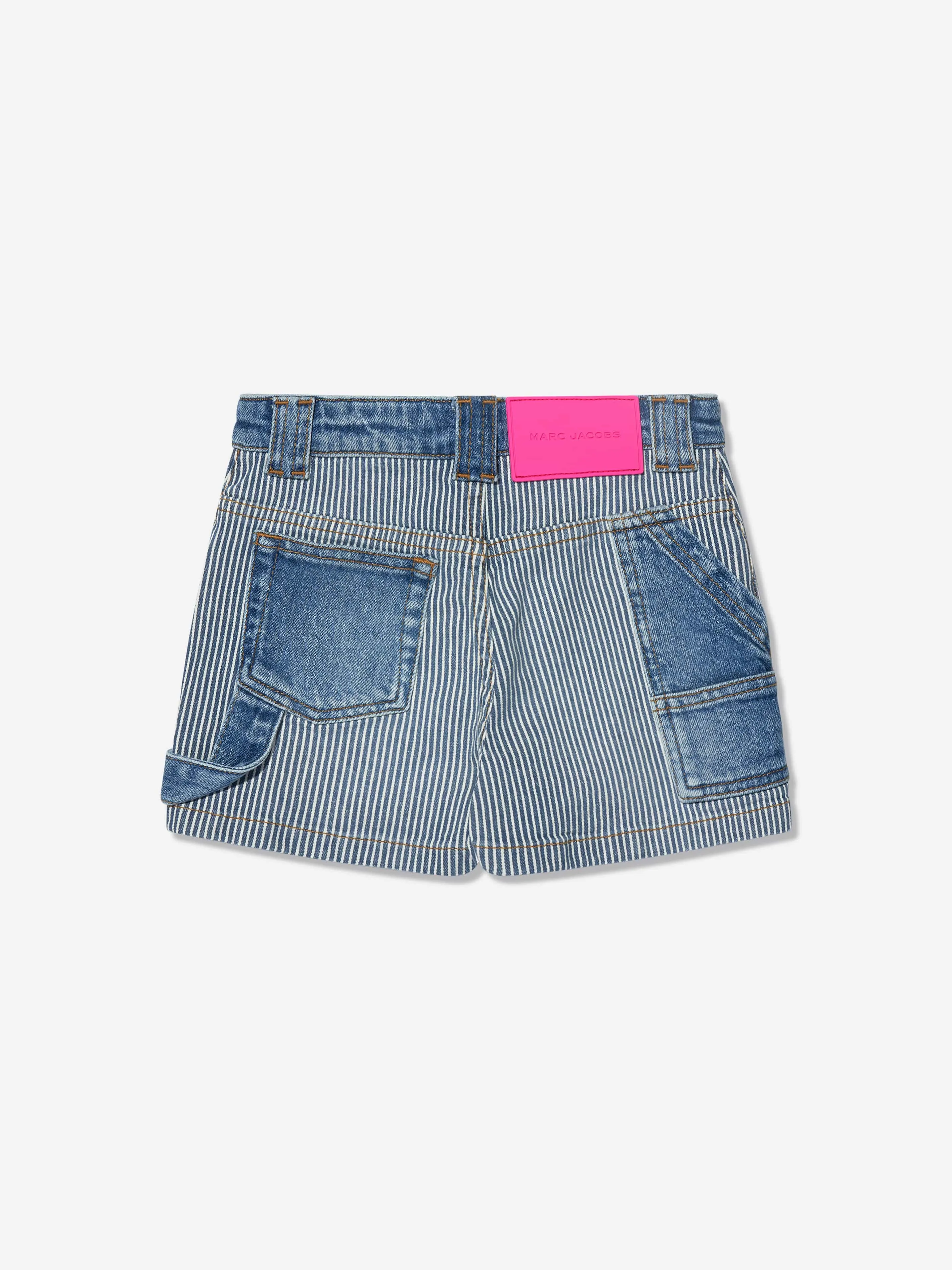 MARC JACOBS Girls Striped Denim Shorts in Blue