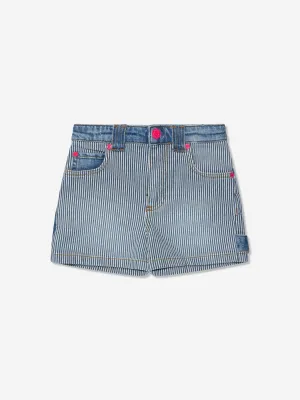 MARC JACOBS Girls Striped Denim Shorts in Blue