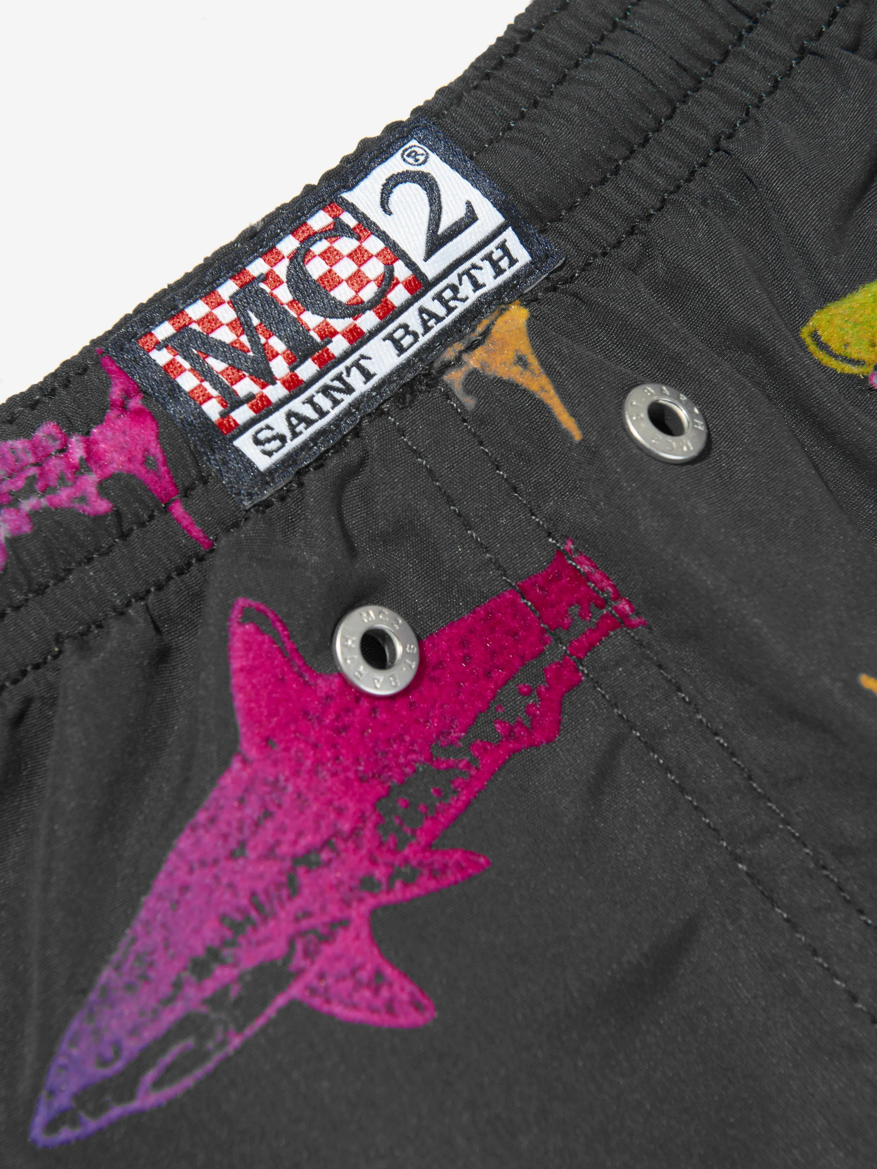 MC2 Saint Barth Boys Special Edition Shark Swim Shorts in Black