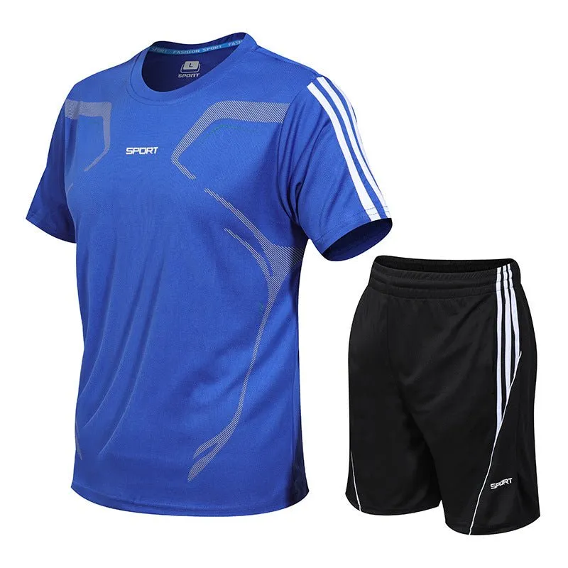 Men's Breathable Activewear Set - Moisture-Wicking T-Shirt & Quick-Dry Shorts