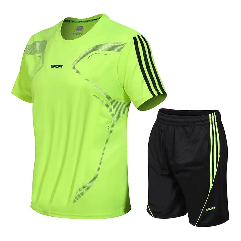 Men's Breathable Activewear Set - Moisture-Wicking T-Shirt & Quick-Dry Shorts