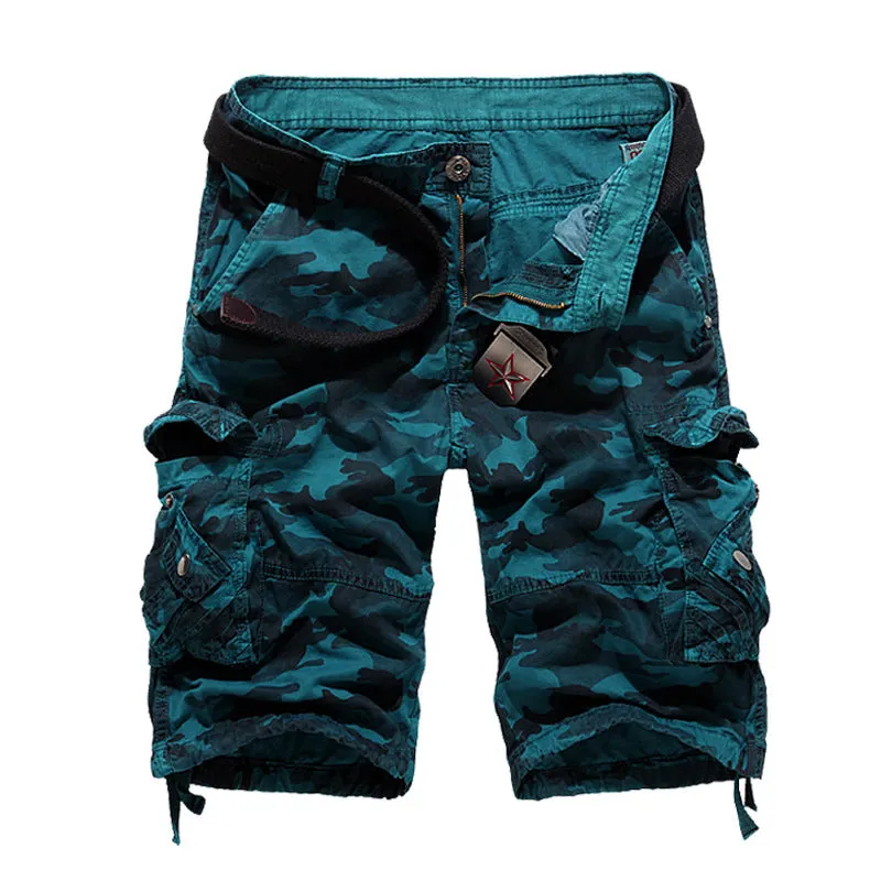 Mens Cotton Camouflage Army Military Cargo Shorts with Multi Pockets-956