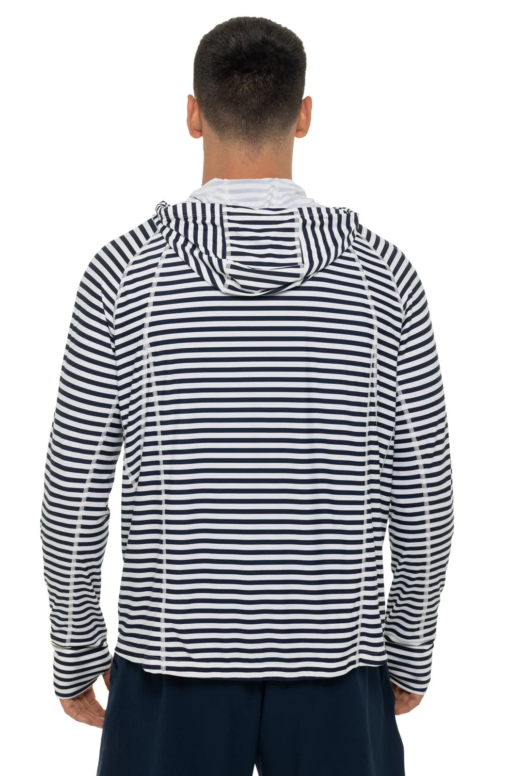 Men's Ocala Swim Hoodie | White/Navy Stripe