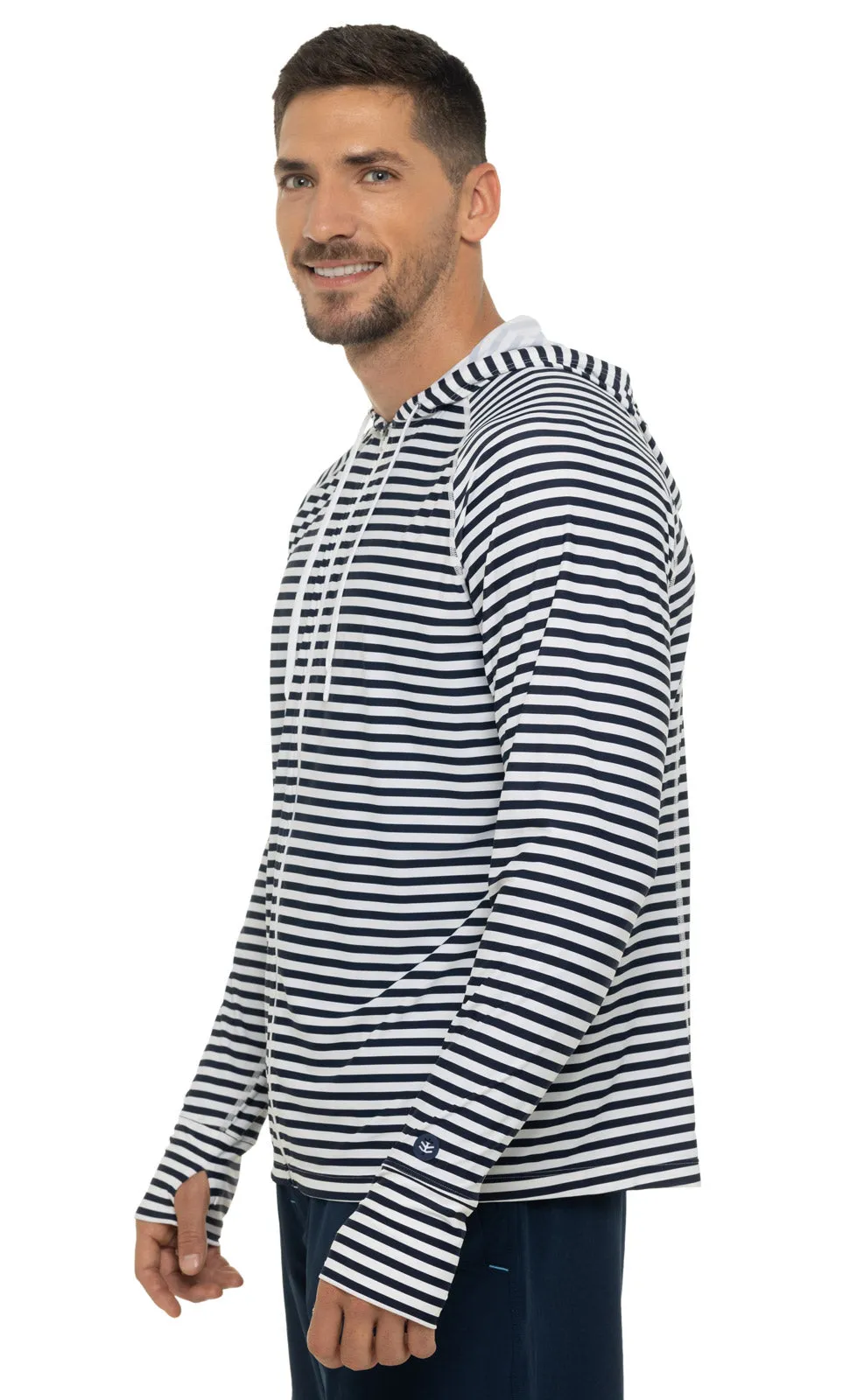 Men's Ocala Swim Hoodie | White/Navy Stripe