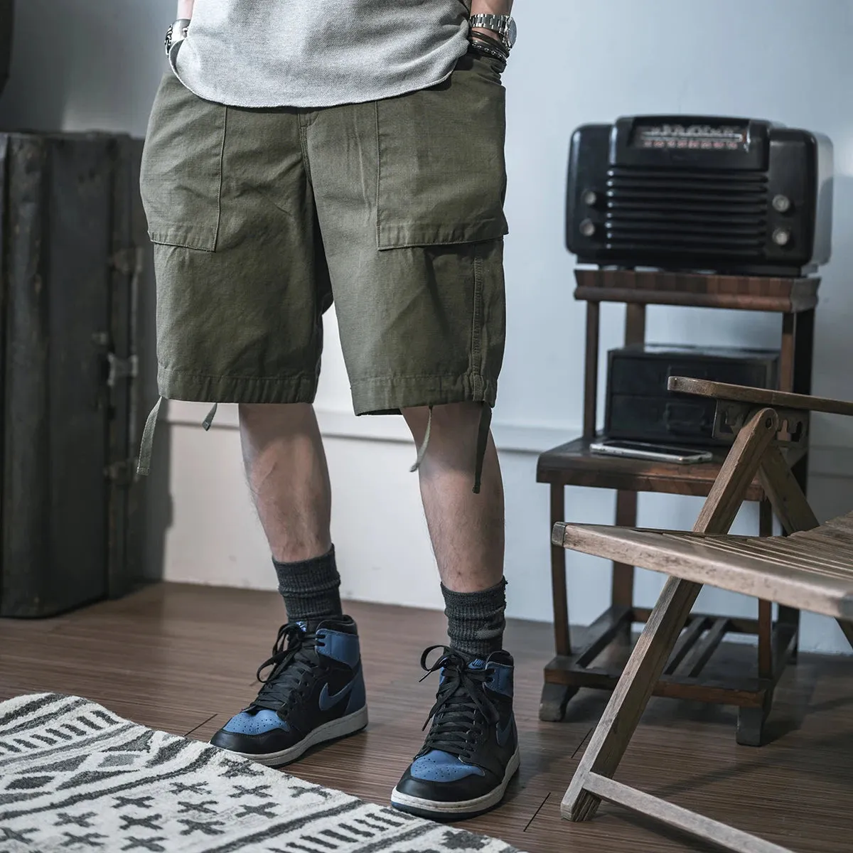 Men's Ripstop Cargo Shorts - Military Style with Multi-Pocket Design