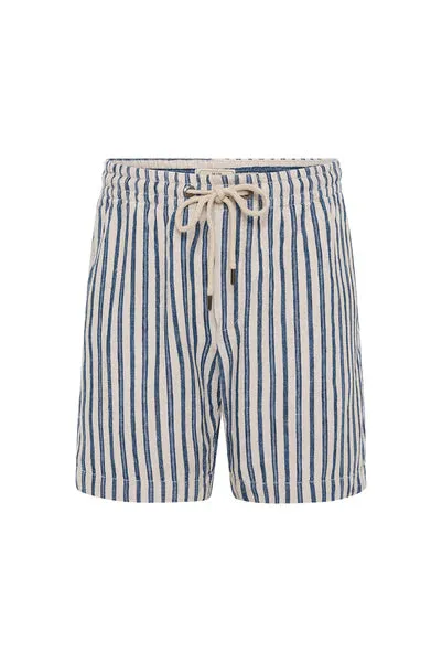 M.J. Bale - Bilgola Linen Short - Striped - Pebble Denim Ecru