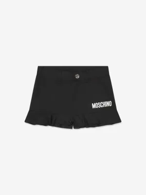 Moschino Girls Logo Ruffle Shorts in Black