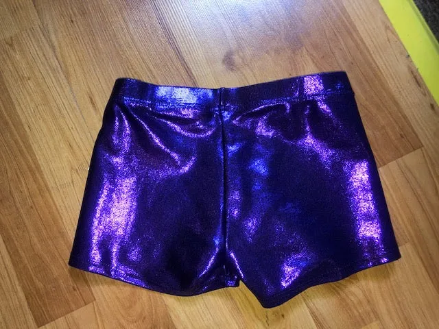 Motionwear Shimmery Gymnastics Shorts in Purple