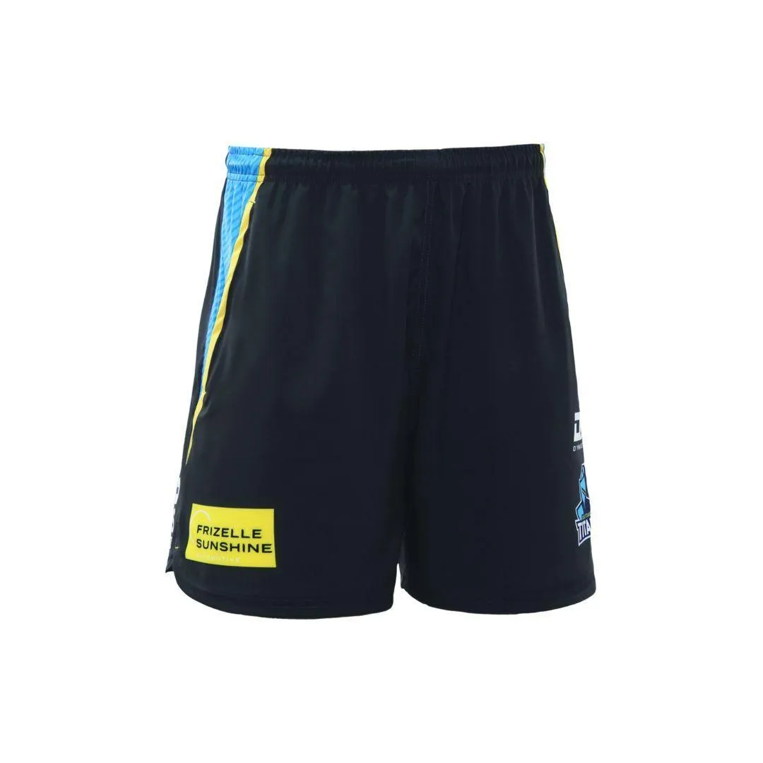 NRL 2023 Gym Training Shorts - Gold Coast Titans - Adult - Charcoal - DYNASTY