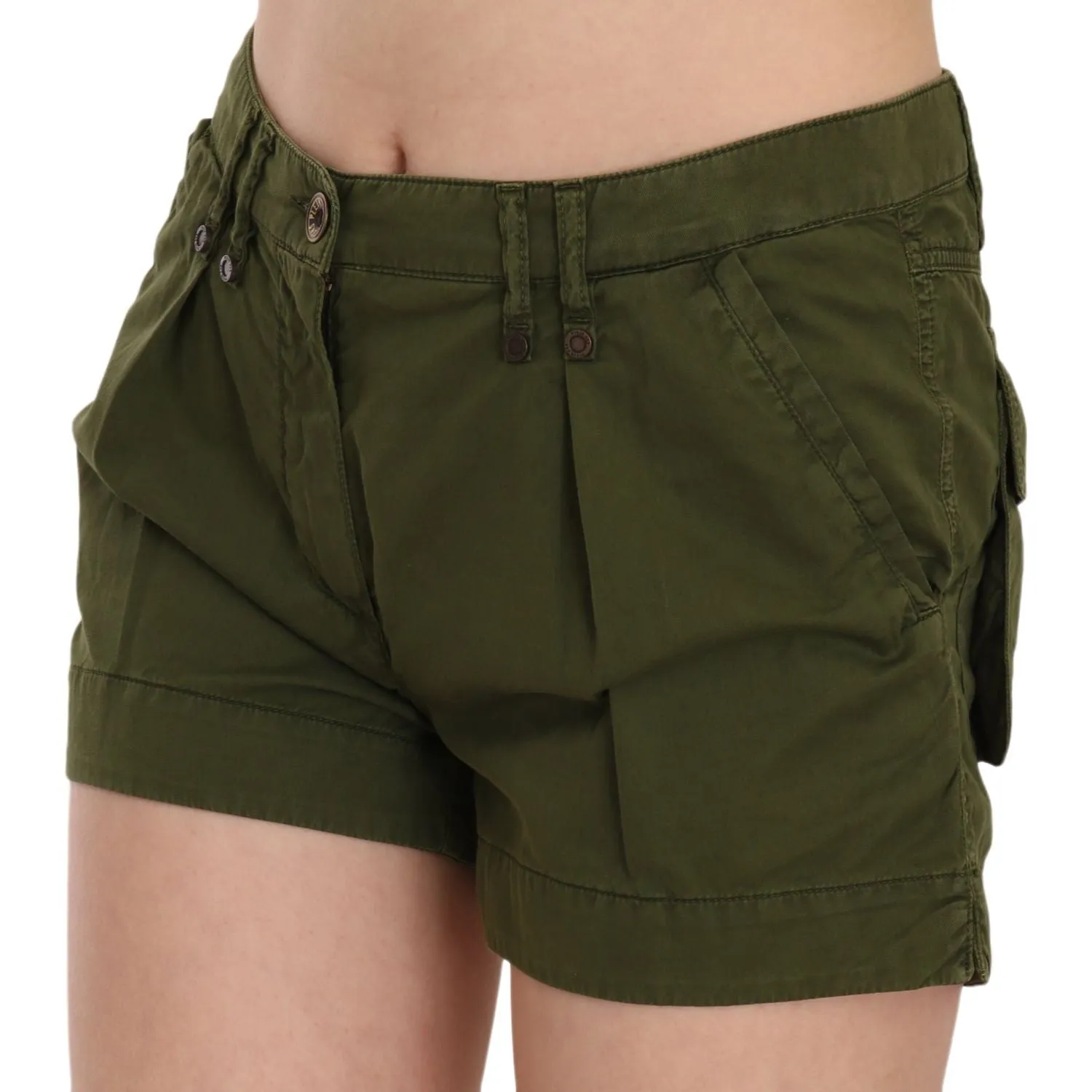 PLEIN SUD Emerald Mid Waist Cotton Shorts