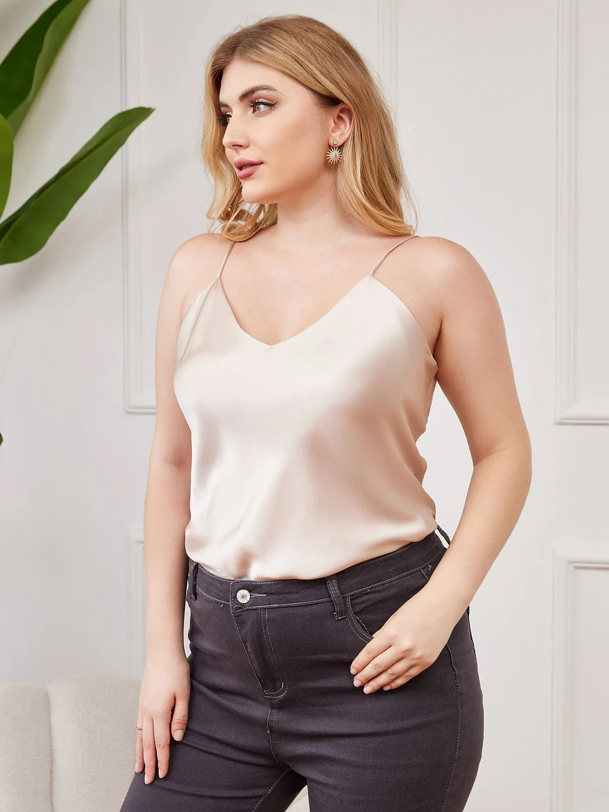 Pure Silk Spaghetti Strap Plus Size Camisole