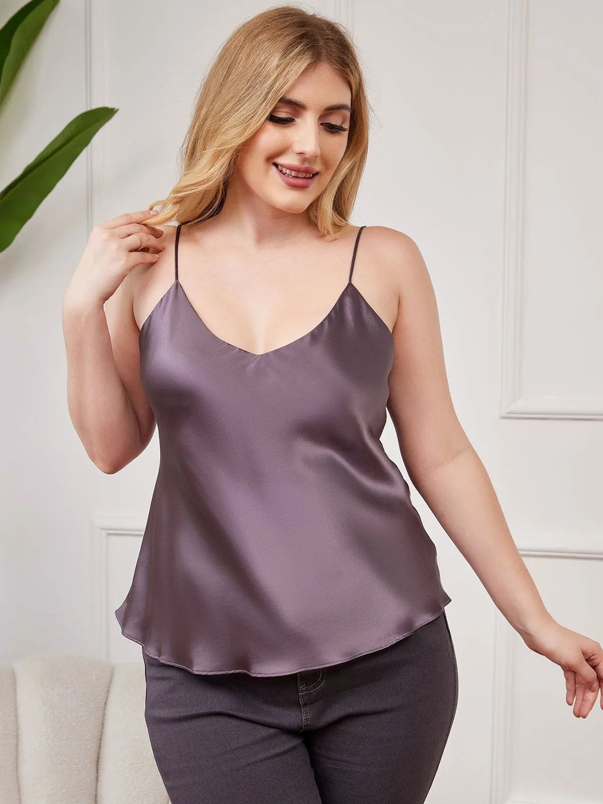 Pure Silk Spaghetti Strap Plus Size Camisole