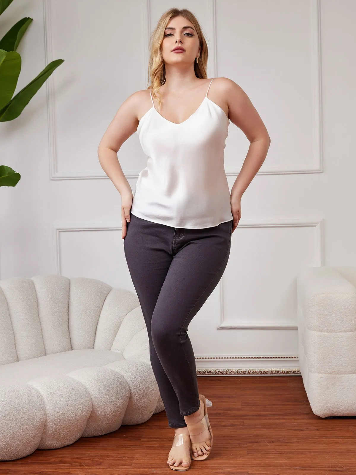 Pure Silk Spaghetti Strap Plus Size Camisole