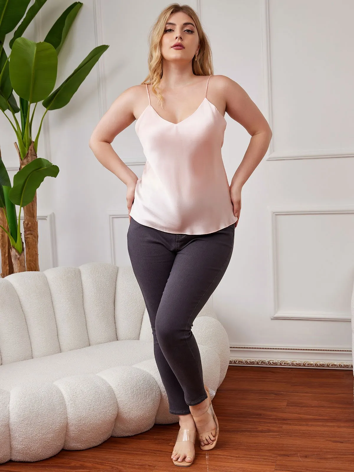 Pure Silk Spaghetti Strap Plus Size Camisole