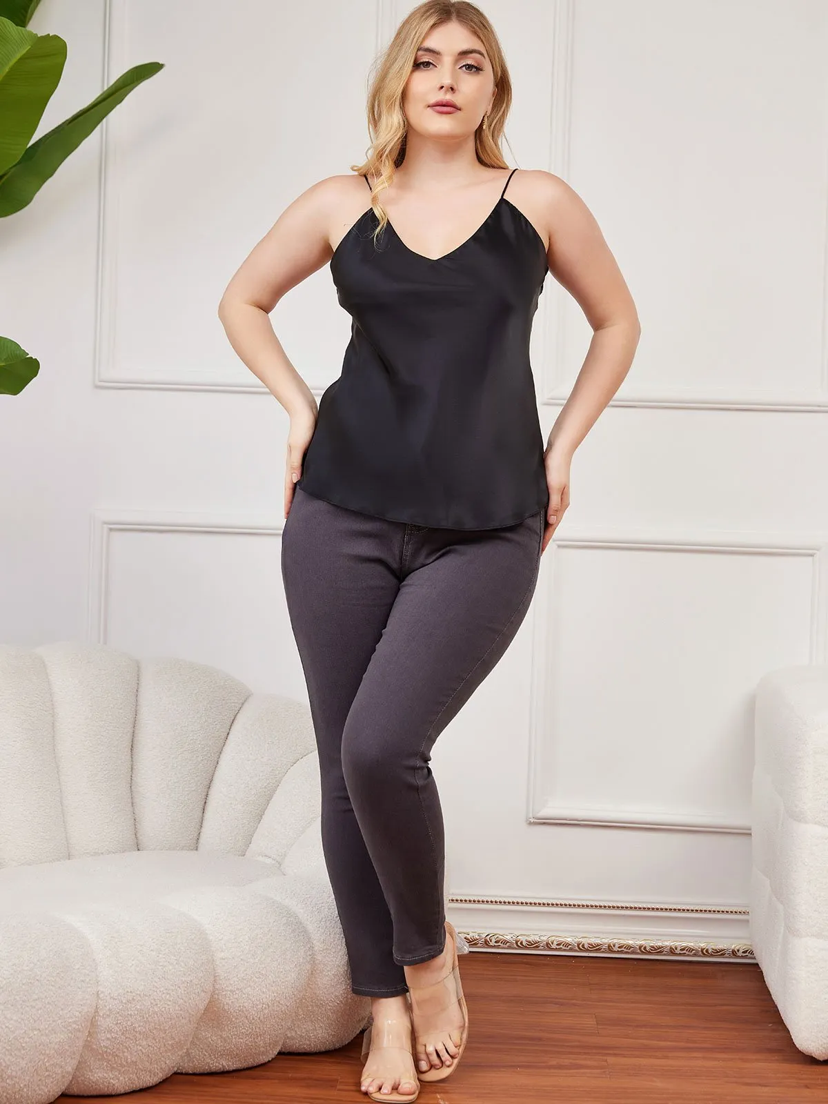 Pure Silk Spaghetti Strap Plus Size Camisole