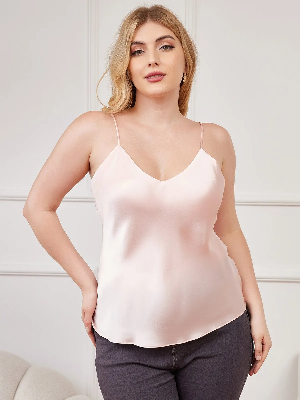 Pure Silk Spaghetti Strap Plus Size Camisole