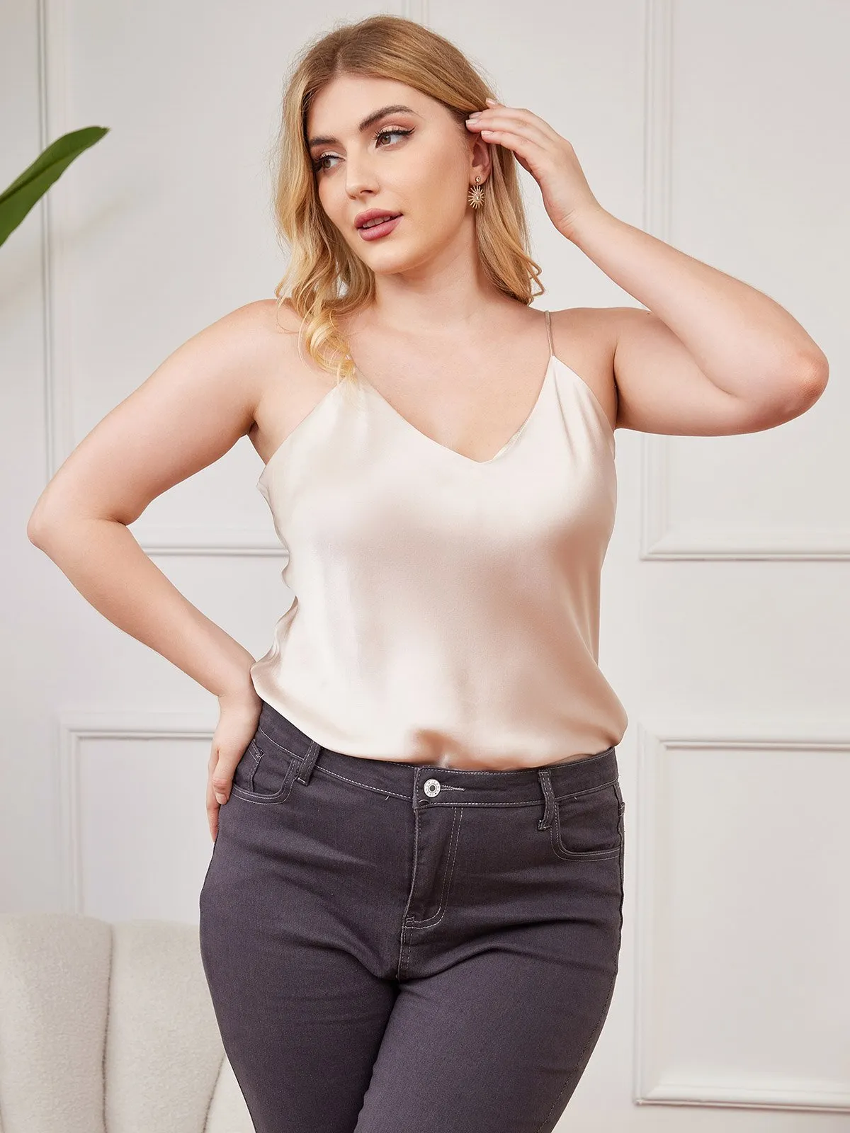 Pure Silk Spaghetti Strap Plus Size Camisole