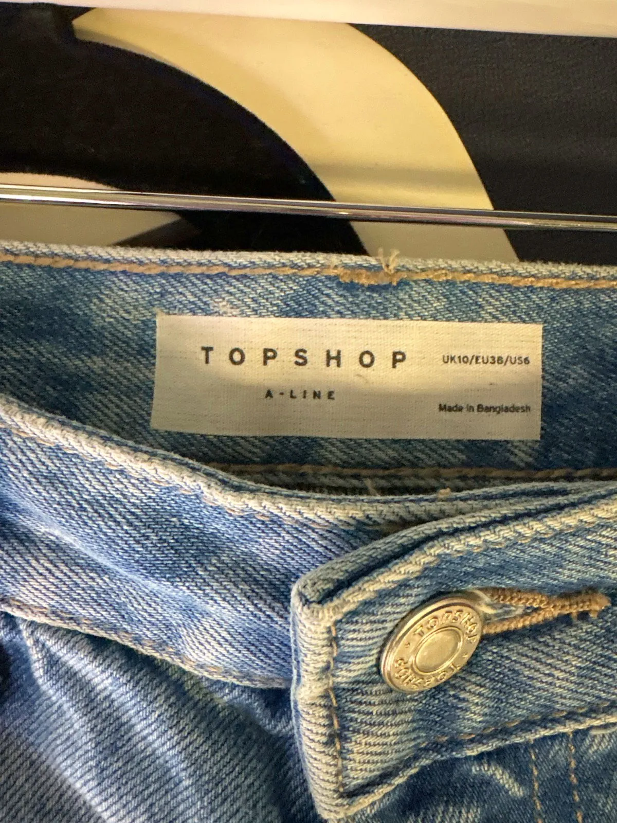 Topshop Blue A-Line Denim Shorts UK 10